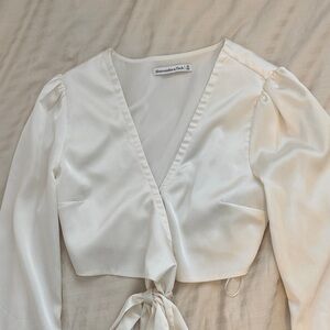 Abercrombie & Fitch satin tie-back blouse